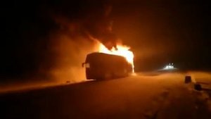 Сгорел автобус Иркутск - Усть-Илимск