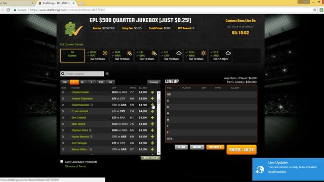 How to Draft winning soccer Line-Up. Draftkings EPL wk2 смотреть онлайн