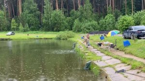 Непогода не помеха рыбалке. Общий и ВИП водоемы (поимки карпа и осетра)