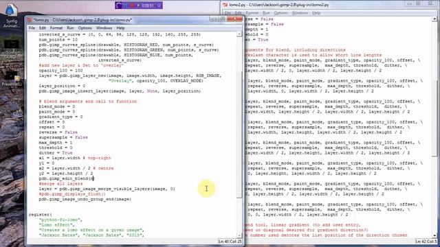 Gimp Scripting: Python Fu, Conditional statements & modifying plug-ins based on user input, Lomo 2