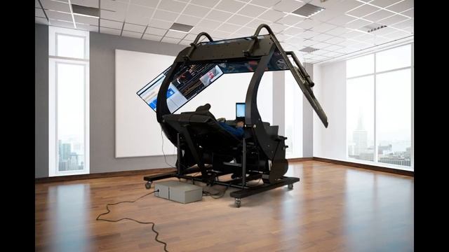 Reclining Workstation with Three 55" 8k Monitors смотреть онлайн