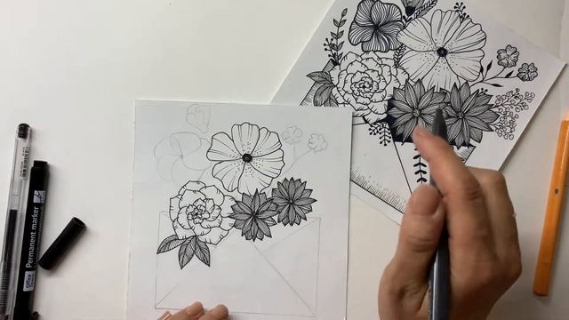 Арт-терапия: цветочный конверт. Дудлинг/зентагл