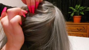 ASMR / 💕Lice check 💞/ fuchsia long nails 💗/ No talking.💝