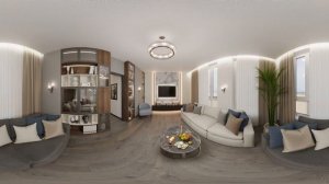 Дизайн большой гостиной в квартире. Видео 360 в 4К