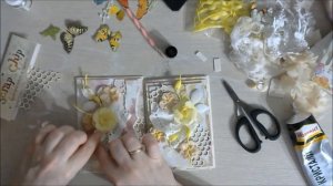 МК Желтые открытки|Step by step Tutorial Mixed Media Yellow Card by Ragozina Olga