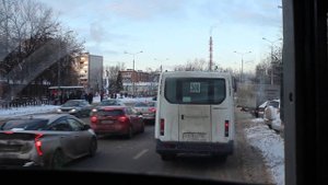 По зимнему городу Домодедово - с комфортом едем на ЛиАЗ-5250