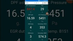 DPF normal regeneration - Car Scanner ELM OBD2 app - Volvo D3 diesel (video speed x3)