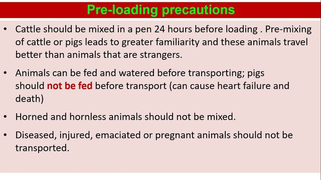 HANDLING AND TRANSPORT OF MEAT ANIMALS INCLUDING POULTRY - VETERINARY SCIENCE DAY-3 COURSE DAY-42