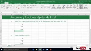 Excel 2016 Autosuma y funciones rápidas