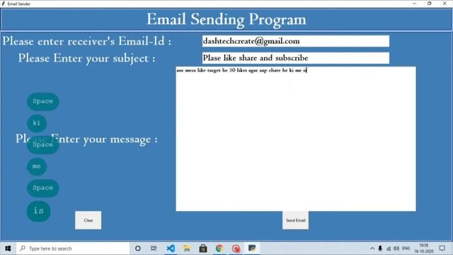 Email sending GUI app in python 3 | Send emails using python | Made with python3 | @dashtechcreate