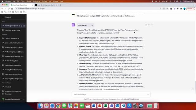 ChatGPT plugins | chatgpt SEO strategy using the webpilot plugin