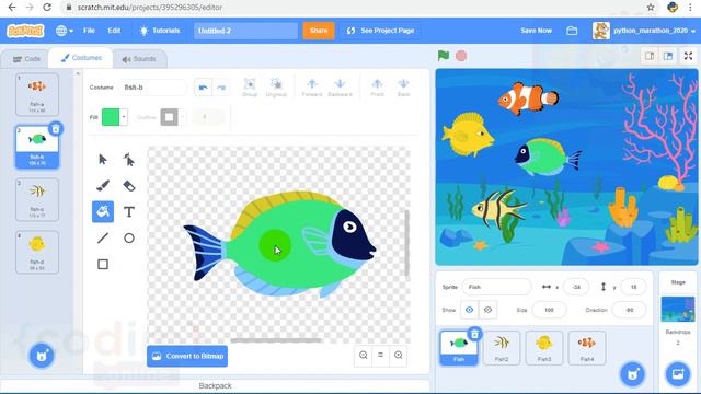 #Scratch 3 Test Lesson 2.7 Изменяем цвет рыбок