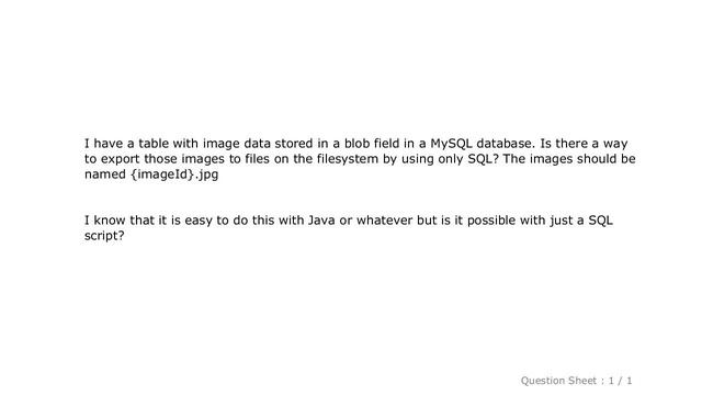 MySQL : Exporting Blob from MySQL database to file with only SQL смотреть онлайн