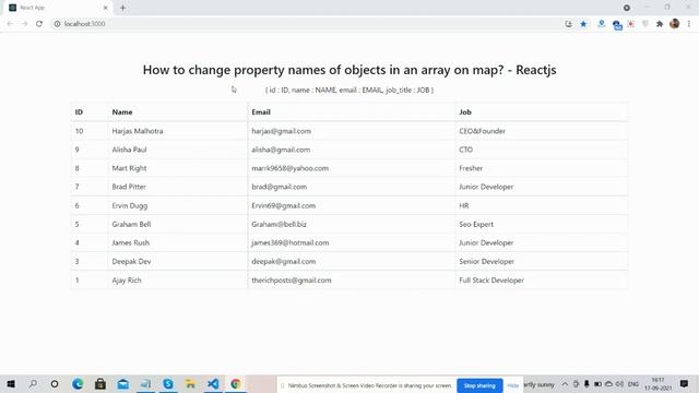 How to change property names of objects in an array on map? - Reactjs смотреть онлайн