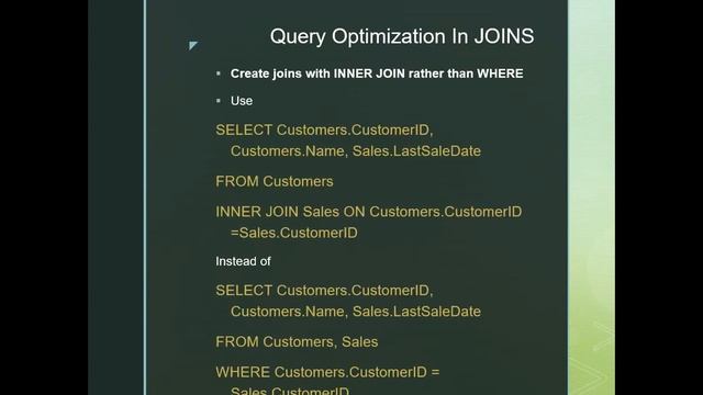 Query optimization techniques in SQL | SQL Performance Tips for Fast query retrieval