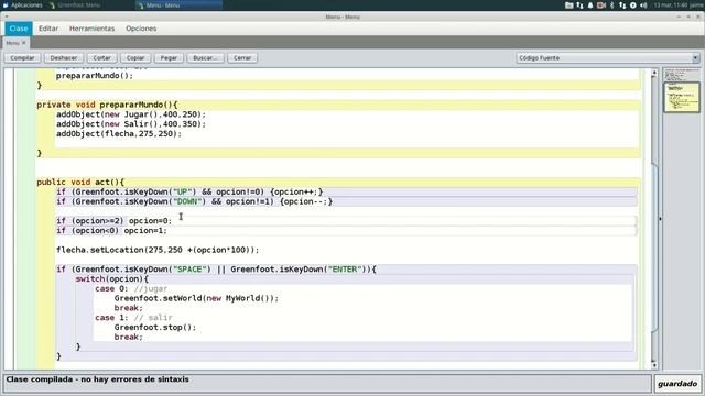 Greenfoot - Crear un menú смотреть онлайн