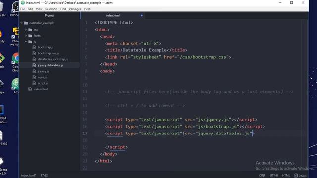 How to add jquery datatable plugin to your website(with bootstrap)