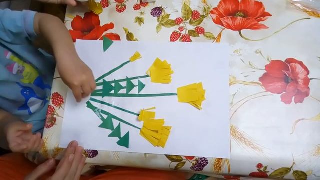 Учимся клеить одуванчики из цветной бумаги. смотреть онлайн