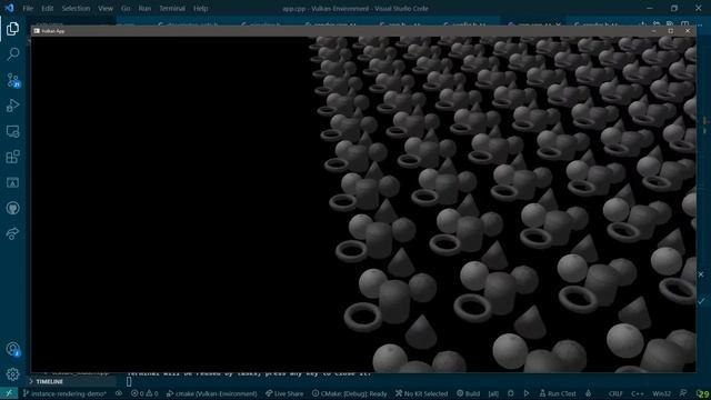 vulkan instance rendering demo - 50,000 meshes , 10,000 unique model/normal matricies смотреть онлайн