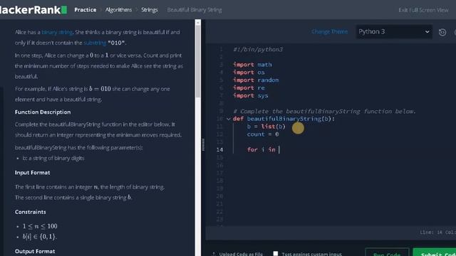 91 - Beautiful Binary String | Strings | Hackerrank Solution | Python