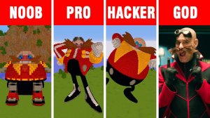 Minecraft NOOB vs PRO vs HACKER vs GOD: DR. EGGMAN ROBOTNIK STATUE BUILD CHALLENGE