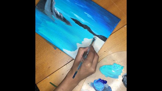 Ocean Acrylic Painting l easy seascape beach painting for beginners l  Varsha Fine Art