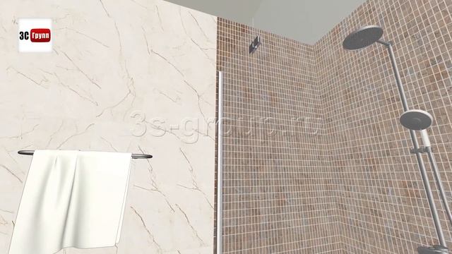 Плитка «Театро» Керама Марацци в ванной с душевой кабиной | Вариант раскладки. 3D-дизайн смотреть онлайн