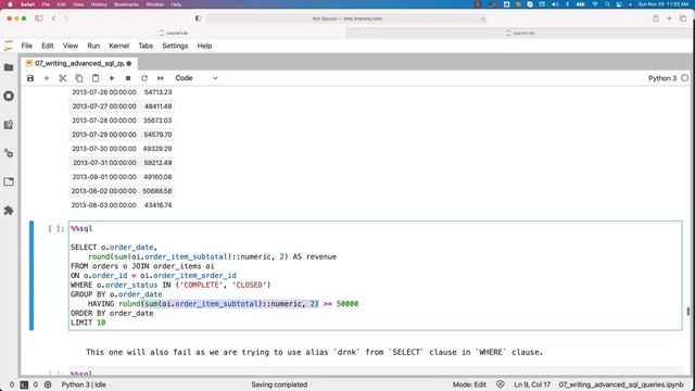 Mastering SQL - Postgresql - Advanced SQL - Analytic Functions - Filtering