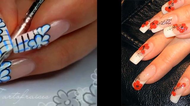 Модный маникюр с цветами. Цветы на ногтях. Рисунок на ногтях смотреть онлайн