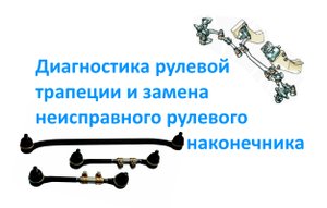 Диагностика рулевой трапеции и замена неисправного рулевого наконечника.
