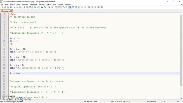 Arithmetic Operators in PHP