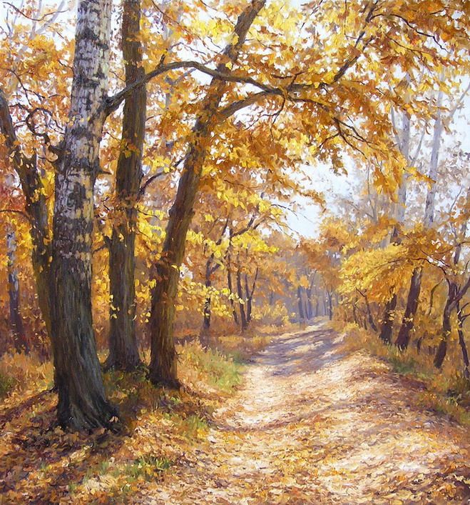 Живая яркая осенняя картина|как легко нарисовать осенний пейзаж #рисуем #пишем #живопись #art #арт