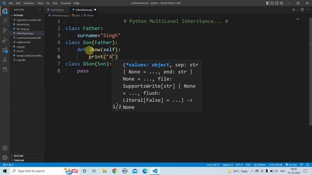 multi-level inheritance in python | Learn Coding