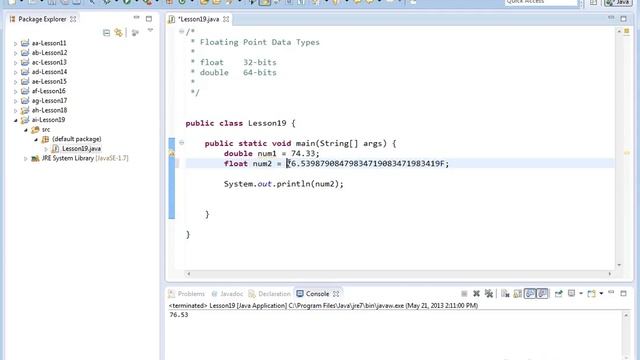 19 - More Floating-Point Data Types in Java (Float and Double)