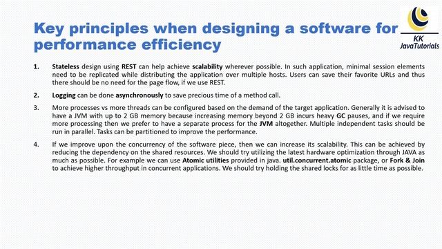 What are the key principles when designing a software for performance efficiency ?