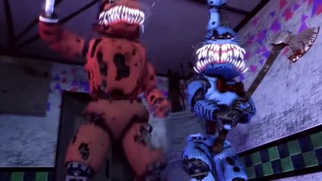 бой аниматроников.[SAN FNAF]fnaf2 vs fnaf2.twisdet
