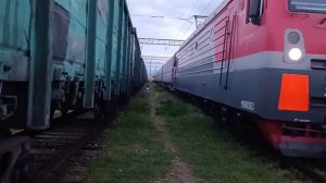 Электровоз ЭП1М-418 прибывает на С.Т. Докшукино с пасс поездом Эльбрус №61 Нальчик-Москва
