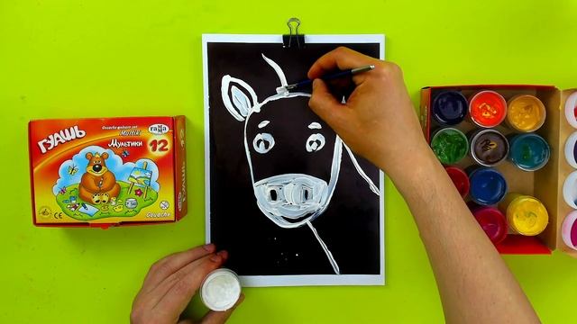 Вот это да! - Рисуем зебру белым по чёрному - рисуем красками смотреть онлайн