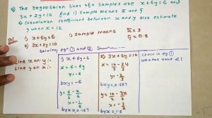 Equation of The Lines of Regression | Sample means X and Y | Correlation Coefficient Between X & Y