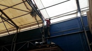 Замена тента на ангаре