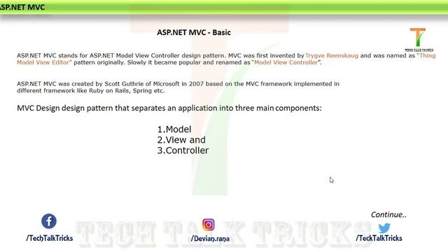 Introduction to MVC(model,view,controller) | MVC tutorial | Part -1 | #techtalktricks