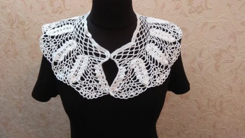 Ажурный воротник крючком. 2 часть..