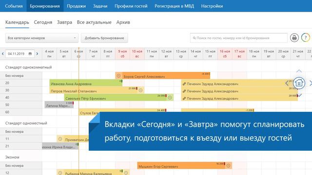 Бронирования | Управление гостиницей получение броней онлайн и отчетность в МВД