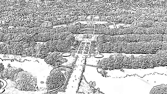 Sketch doodle style. Oslo, Norway. Frogner Public Park with avenue of sculptures, Aerial View, Poin смотреть онлайн
