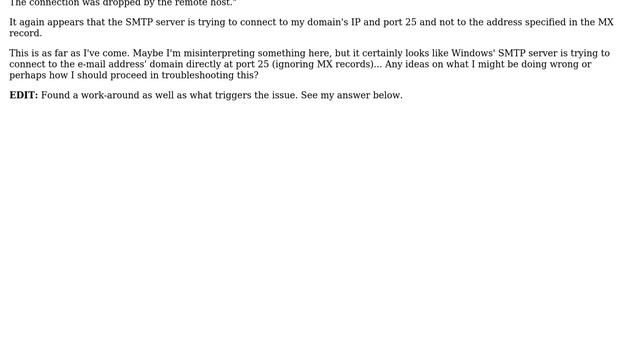 Windows Server 2019 built-in SMTP server: Emails stuck in queue and "The remote server did not... смотреть онлайн