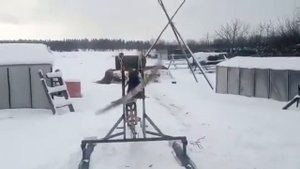 Пробный запуск аэросаней двигатель пд10