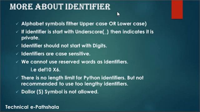 Identifier and Reserved Words of Python(in Hindi)|Reserved Keywords of Python|Technical e-Pathshala