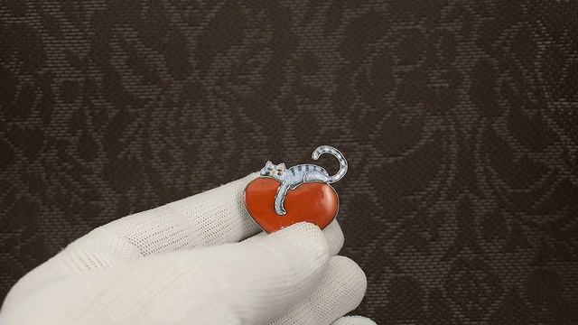 Винтажная брошь "Котик спит на сердце" (Zarah США) смотреть онлайн