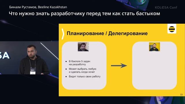 Бинали Рустамов, «Что нужно знать разработчику перед тем как стать бастыком!», Kolesa Conf 2021 смотреть онлайн