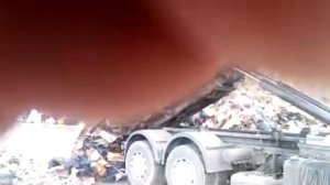 Необычный мусоровоз МАЗ. Приехали на свалку, чтобы увидеть его выгрузку.
